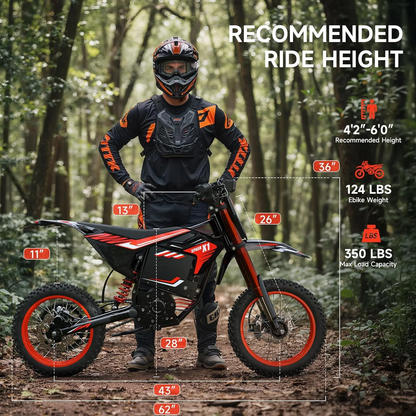 Electric Dirt Bike for Teens Adults, 4500W Peak Ebike, 60V 28.8AH with 50MPH & 60Miles Electric Mountain Bikes, 14"/12" Off-Road Fat Tire E-Bike, Dual Hydraulic Brakes, Full Suspension, UL2849 by SGS