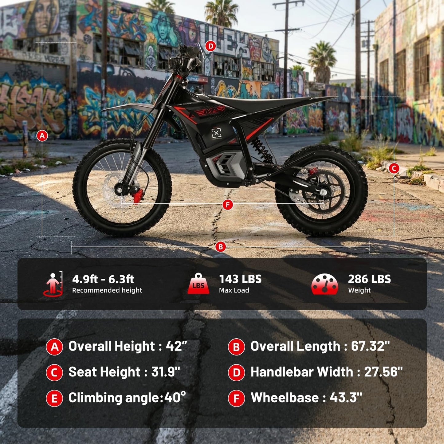 Electric Dirt Bike with Mid-Drive Motor 3840/5600W Peak,Electric Motorcycle 48V/60V 23.4Ah/27Ah Battery,Ul Certified Off-Road Motorcycle for Teens & Adults, Hydraulic Brakes & Dual Shock