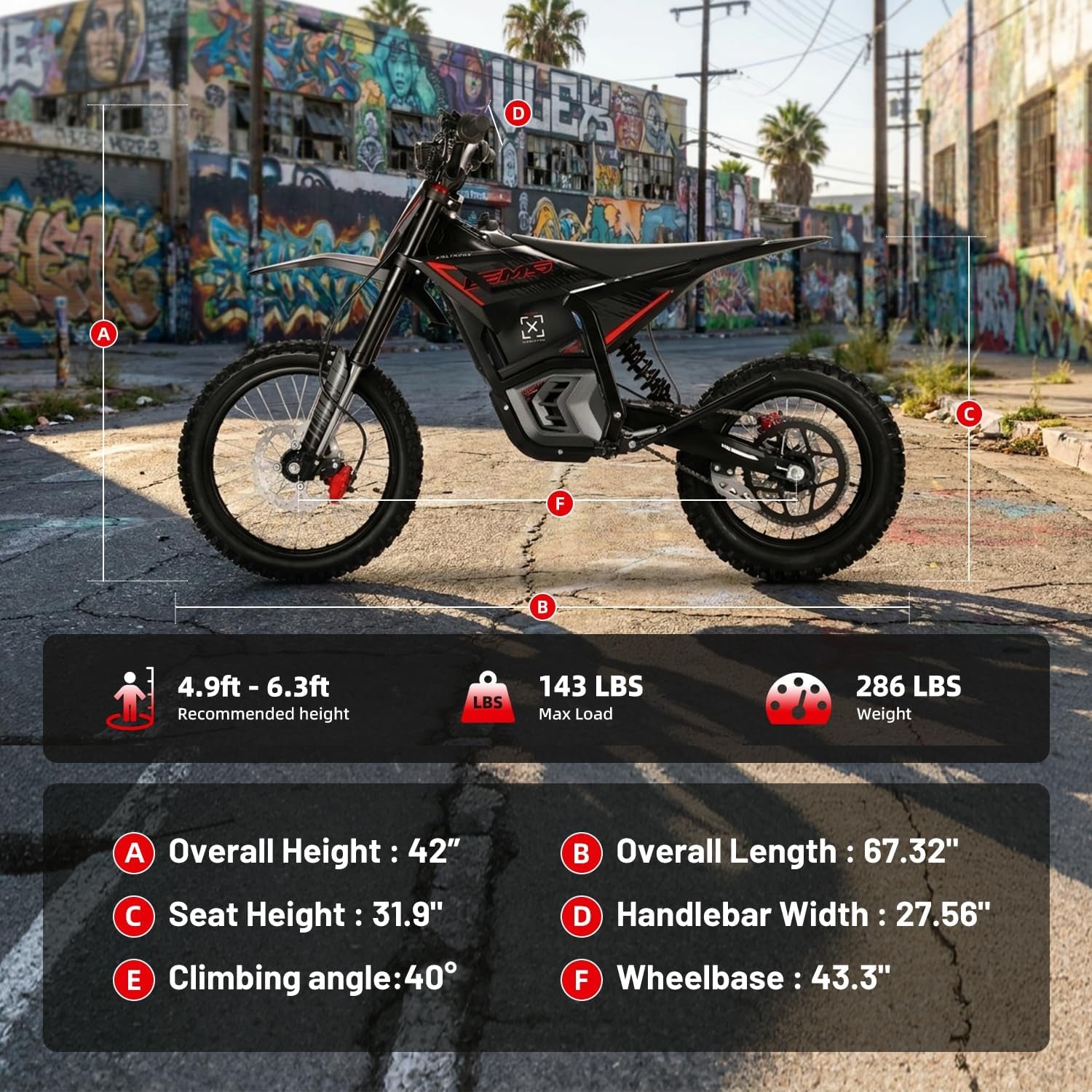 Electric Dirt Bike with Mid-Drive Motor 3840/5600W Peak,Electric Motorcycle 48V/60V 23.4Ah/27Ah Battery,Ul Certified Off-Road Motorcycle for Teens & Adults, Hydraulic Brakes & Dual Shock