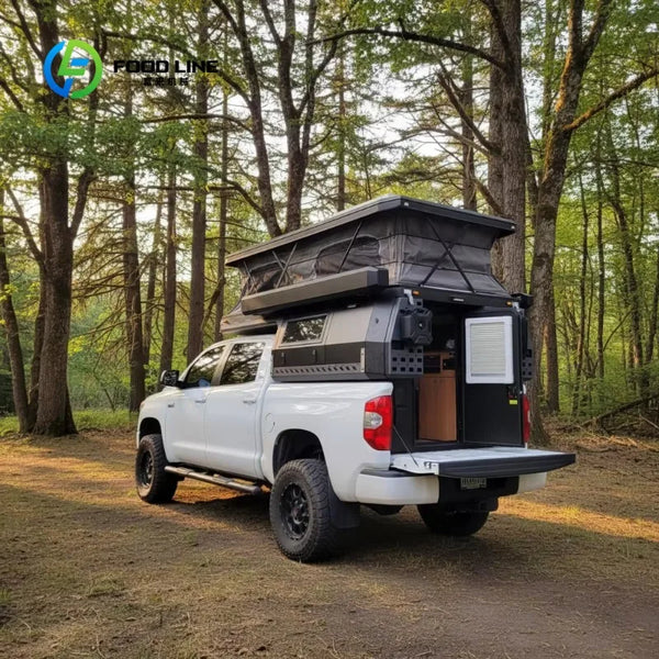 Overland Truck Camper with Full Kitchen | Pop-Up Rooftop Tent + Slide-Out Stove & Sink | Bulk & Custom Orders