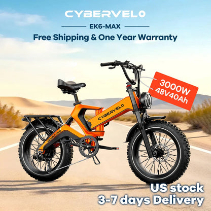 Cybervelo EK6 Max E-Bike | 40Ah, 30+ MPH & 150 Mi Range