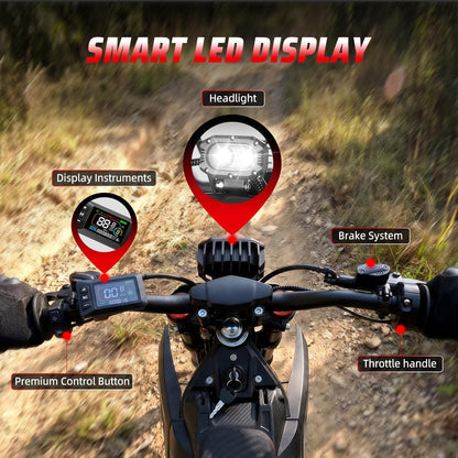 Electric Dirt Bike with Mid-Drive Motor 3840/5600W Peak,Electric Motorcycle 48V/60V 23.4Ah/27Ah Battery,Ul Certified Off-Road Motorcycle for Teens & Adults, Hydraulic Brakes & Dual Shock
