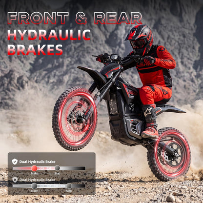 Electric Dirt Bike with Mid-Drive Motor 3840/5600W Peak,Electric Motorcycle 48V/60V 23.4Ah/27Ah Battery,Ul Certified Off-Road Motorcycle for Teens & Adults, Hydraulic Brakes & Dual Shock