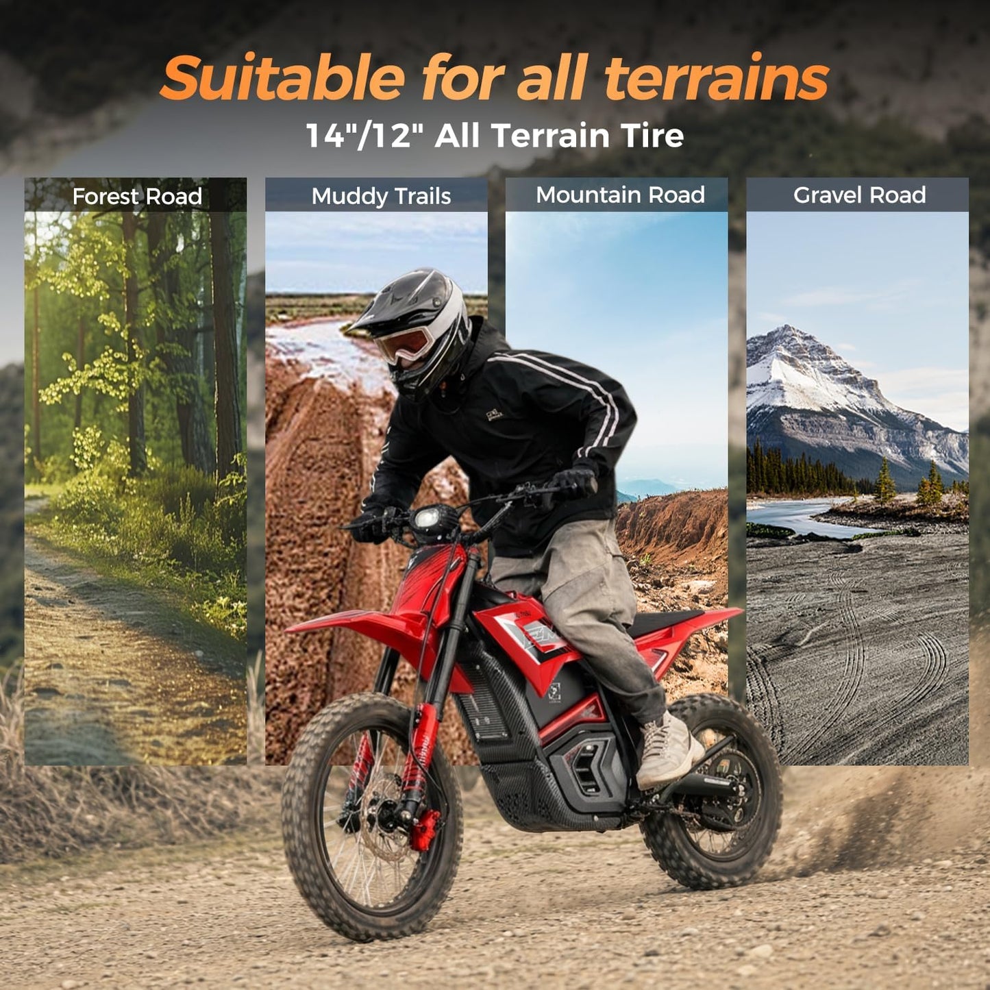 Electric Dirt Bike with Mid-Drive Motor 3840/5600W Peak,Electric Motorcycle 48V/60V 23.4Ah/27Ah Battery,Ul Certified Off-Road Motorcycle for Teens & Adults, Hydraulic Brakes & Dual Shock