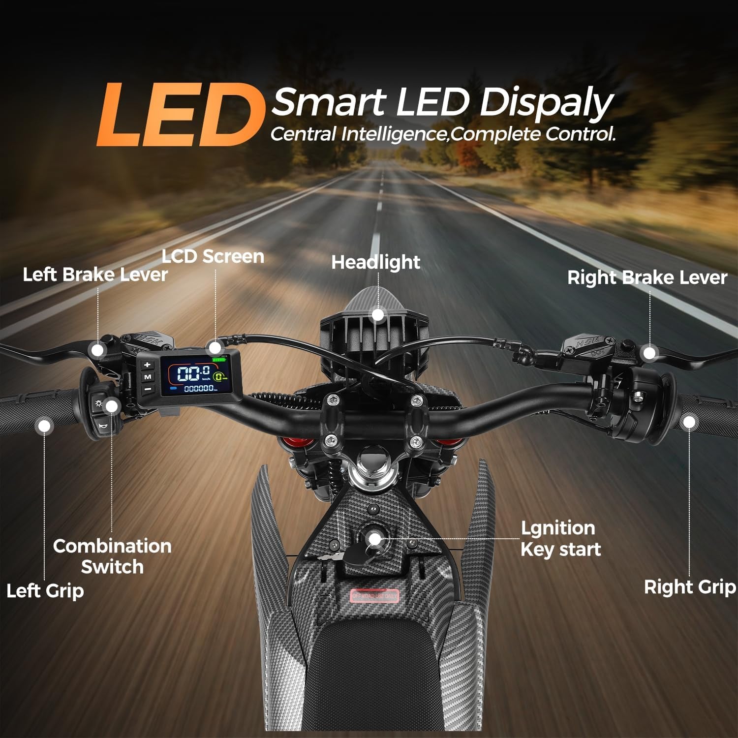 Electric Dirt Bike for Teens Adults, Mid-Drive Motor 3840W Peak, Electric Motorcycle 48V 23.4Ah Battery, 40Mph, Full Hydraulic Brakes and Suspensions Mountain Off-Road E Dirt Bike, Black/12+